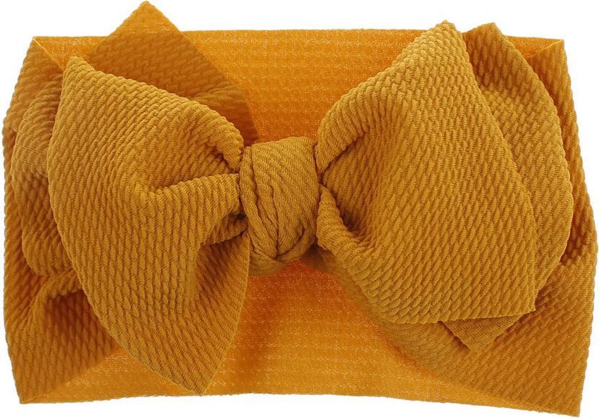 MINIIYOU® Baby & peuter Haarband met strik (1-3 jaar) mosterdgeel | verstelbaar in maat | hoofdband grote strik