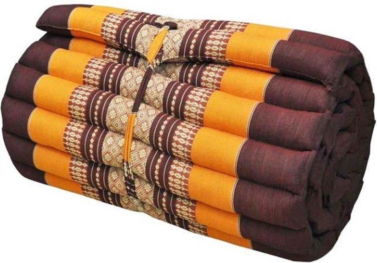 Opvouwbaar matras - Vloerkussen - Meditatiemat - Vloermatras - Rolmatras Thais - Thais kussen - Oranje (180x78)