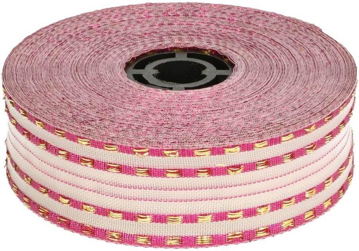 LINT TRANSPARANT GOUD RAND 28MM - ROL MET 25METER - 749.