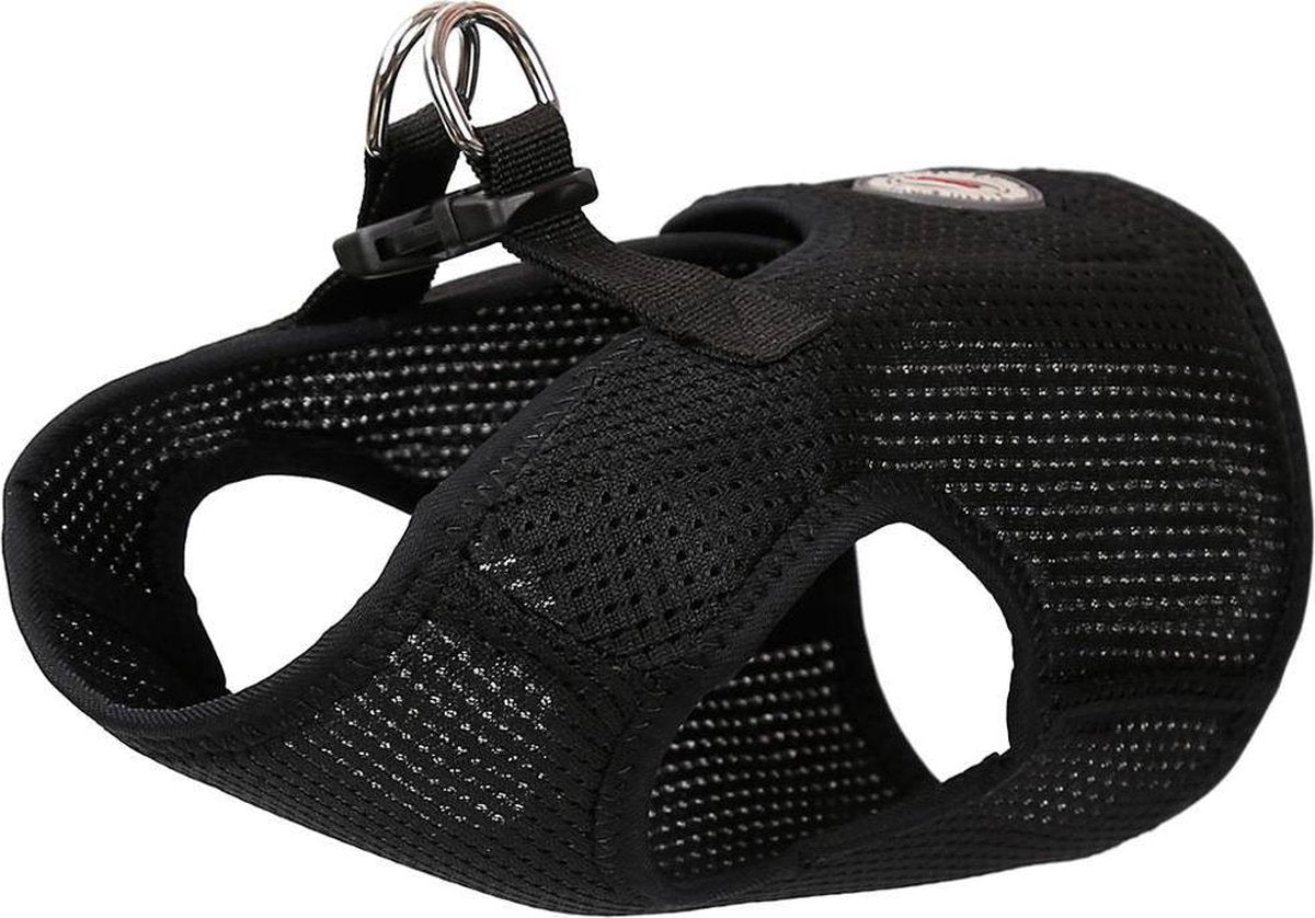 Comfortabel zittende honden harnas in ademende gaas stof - EXTRA LARGE - ZWART