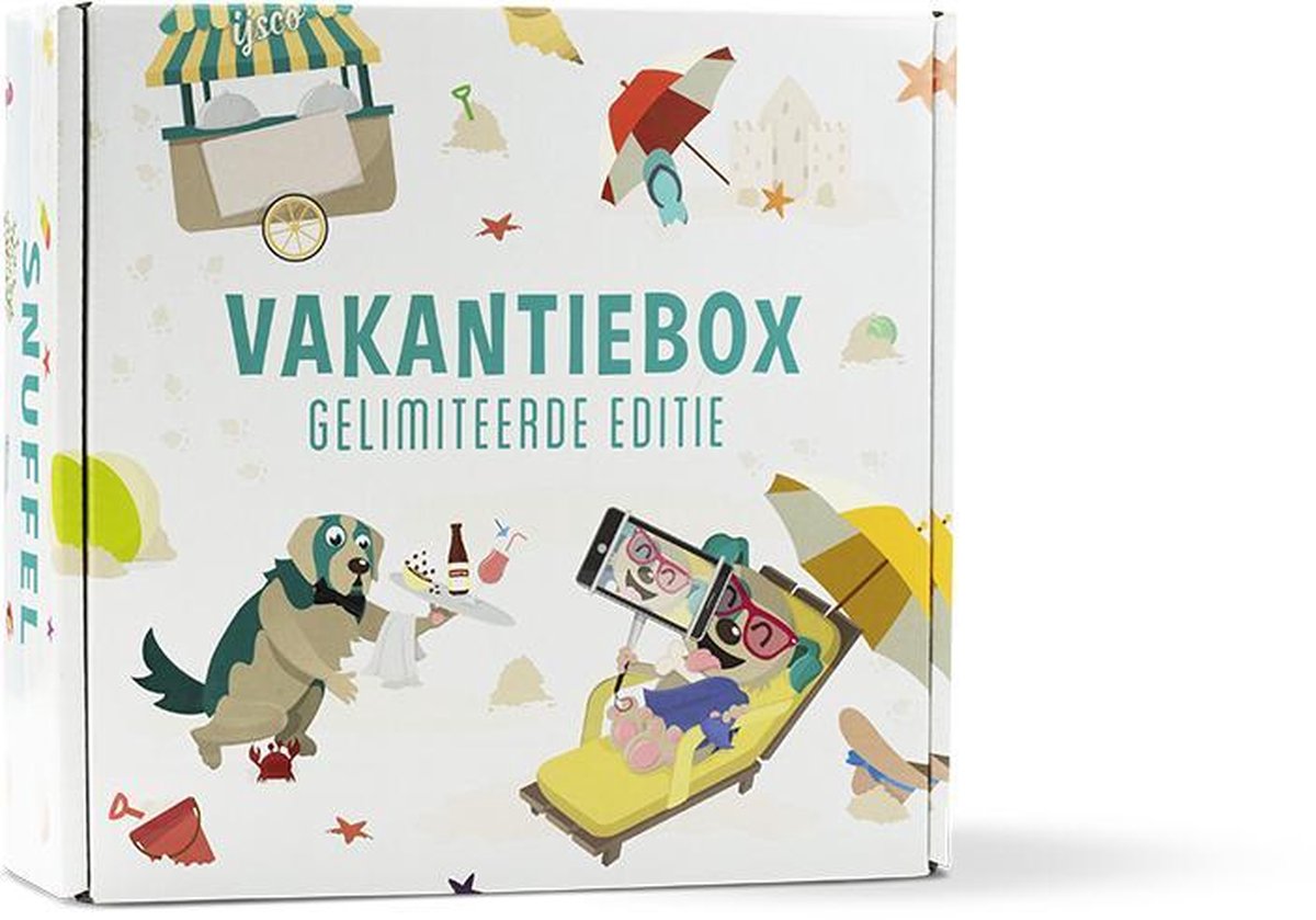 Snuffelbox - Vakantiebox XL voor honden vanaf 37 kg - Inclusief 2 hondenspeeltjes - Verrassend honden cadeau - Ontdek 10 nieuwe hondenproducten