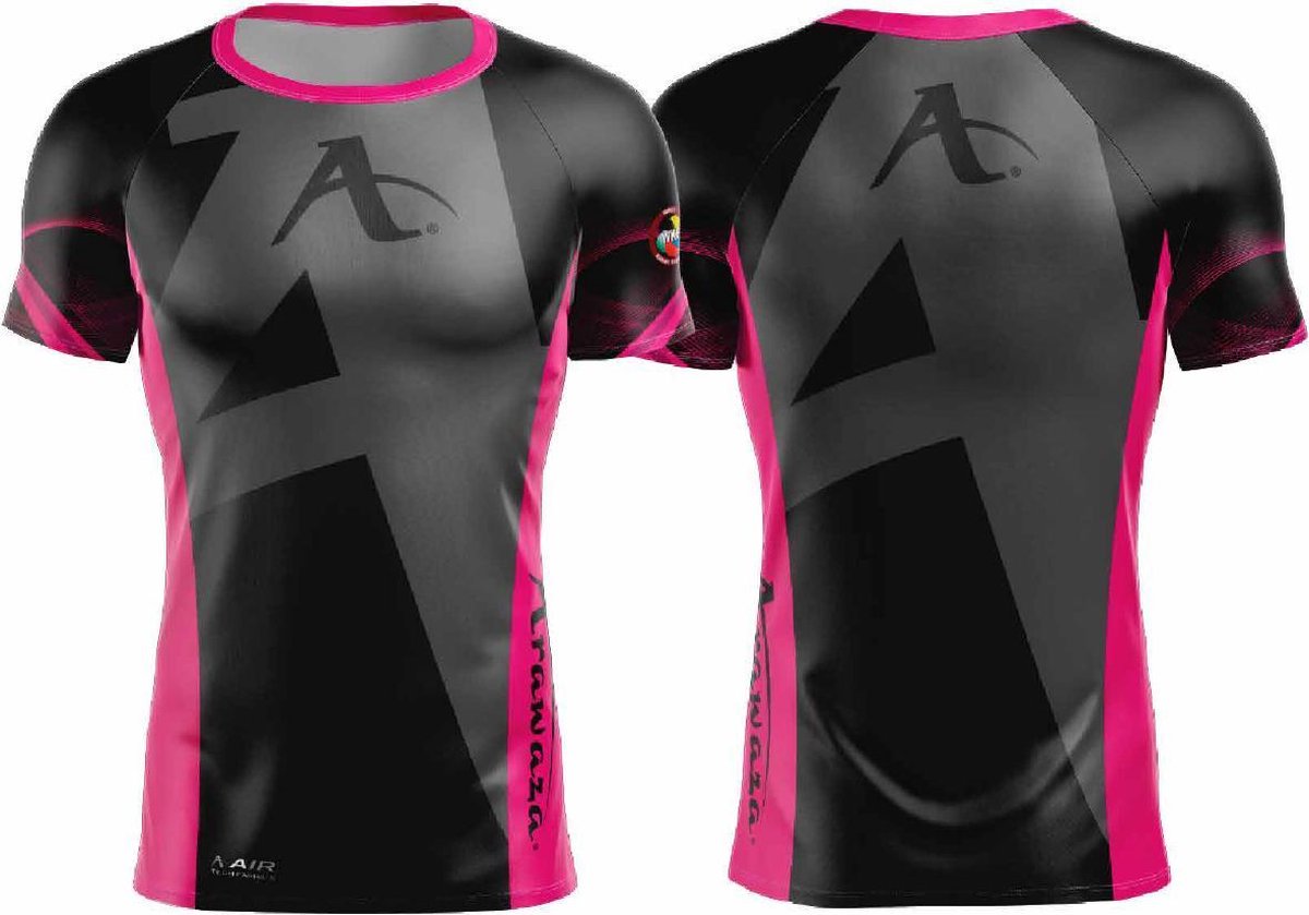 T-shirt Arawaza | dry-fit | zwart-roze - Product Kleur: Zwart / Roze / Product Maat: L