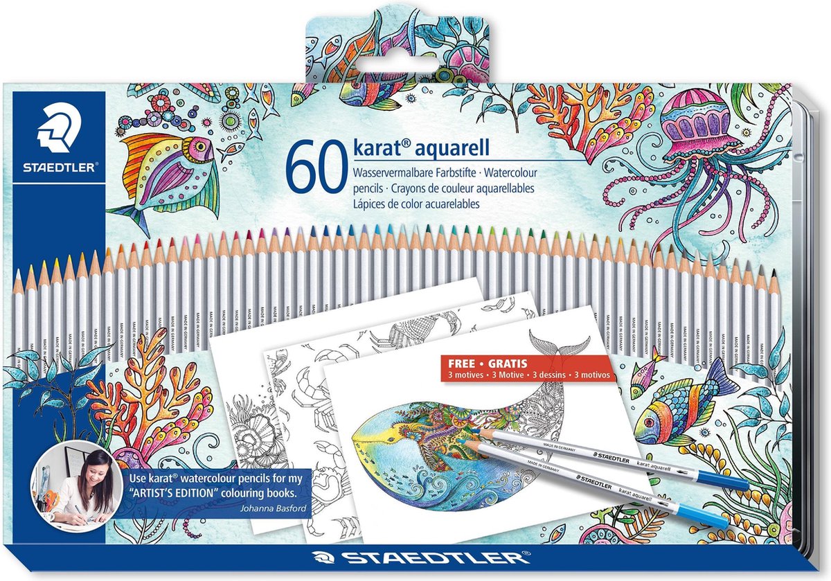 Karat aquarell kleurpotlood - metalen etui met 60 kleuren - speciale editie