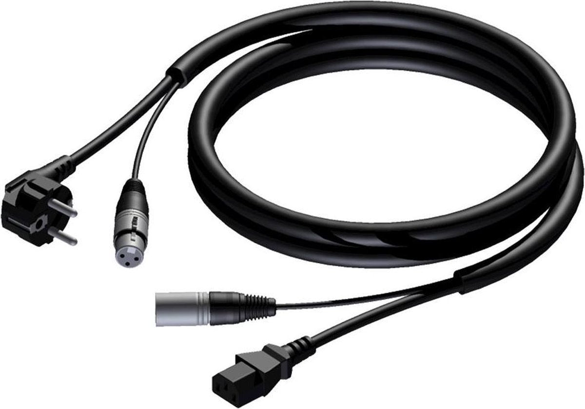 Procab CAB400 XLR (m) - XLR (v) signaal en voedingskabel (3x 1