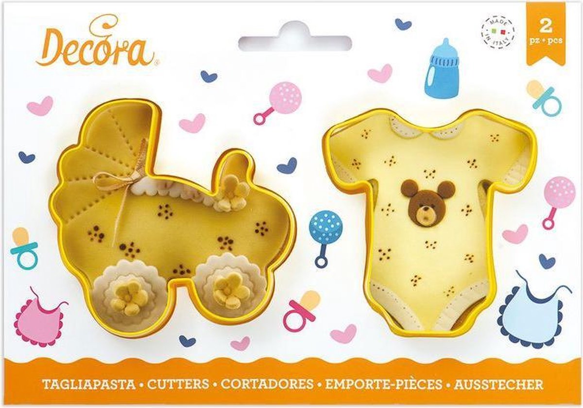 Decora Koekjes Uitsteker Set Romper & Kinderwagen -2st-