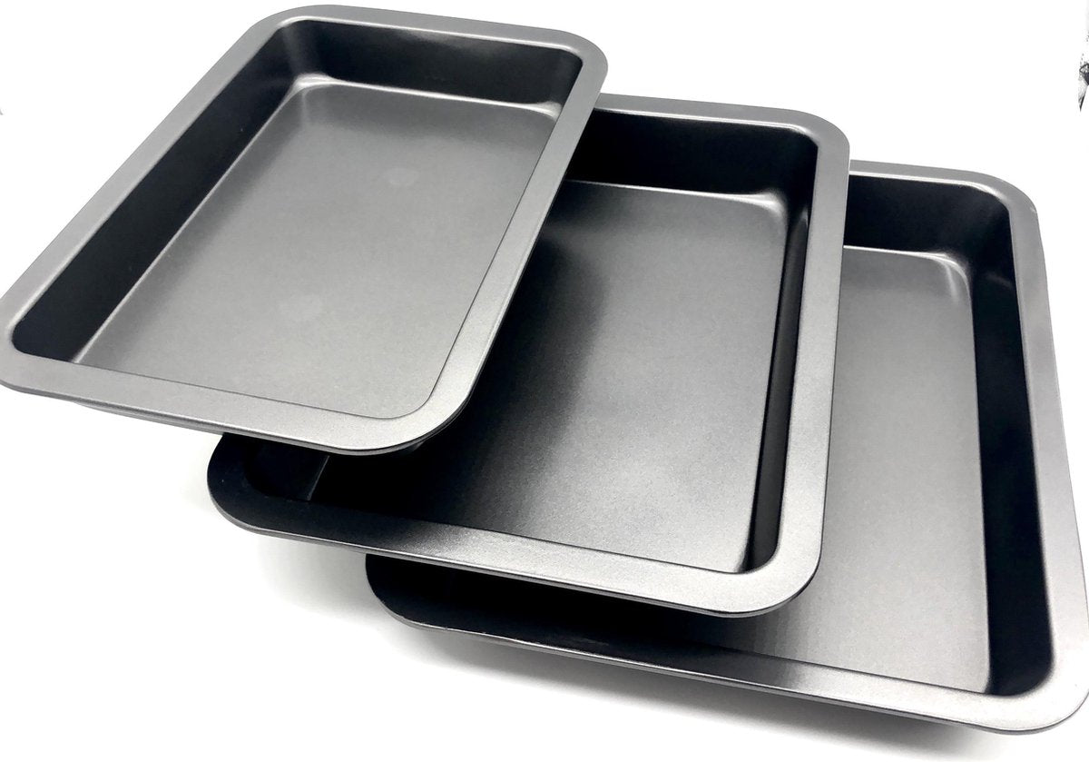 Sterk Bakplaten in Aluminium - Set van 3 Bakplaten voor Oven - Anti-aanblak laag - Ovenblakplaten