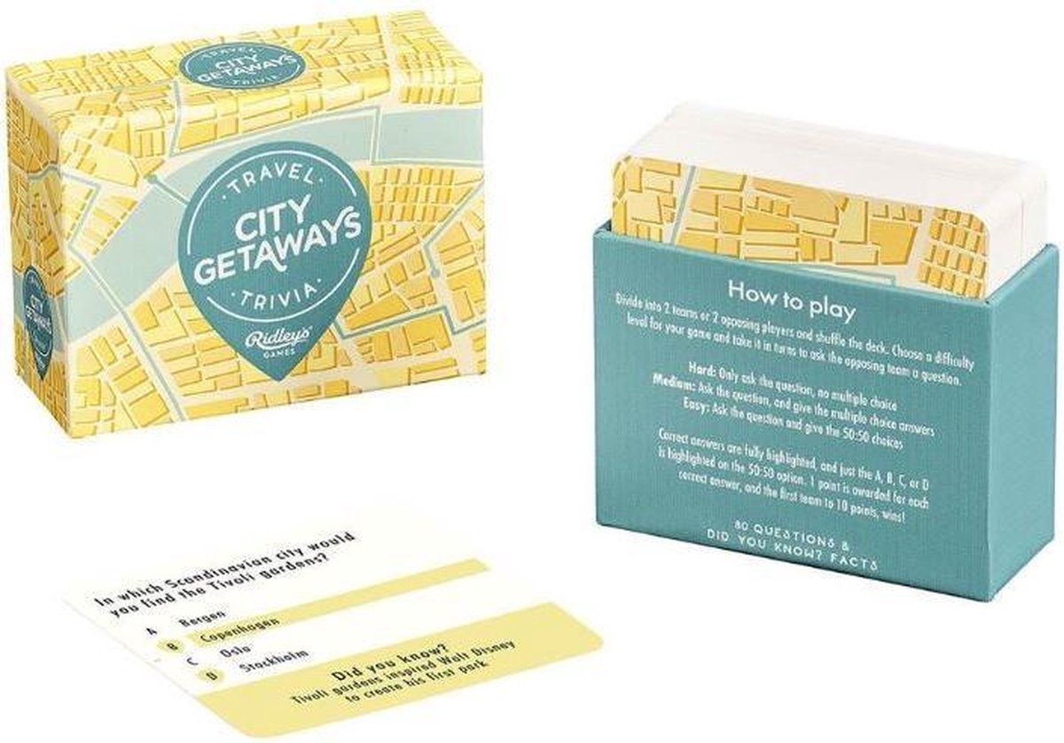 Ridley's Games Triviaspel City Getaways Karton Geel/blauw 80-delig