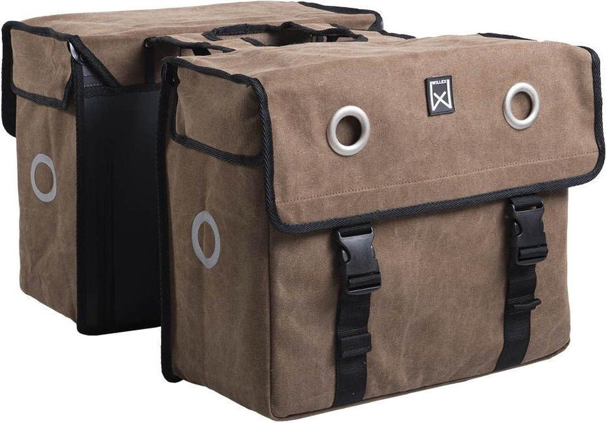 Willex canvas Dubbele Fietstas - 52 liter - Bruin