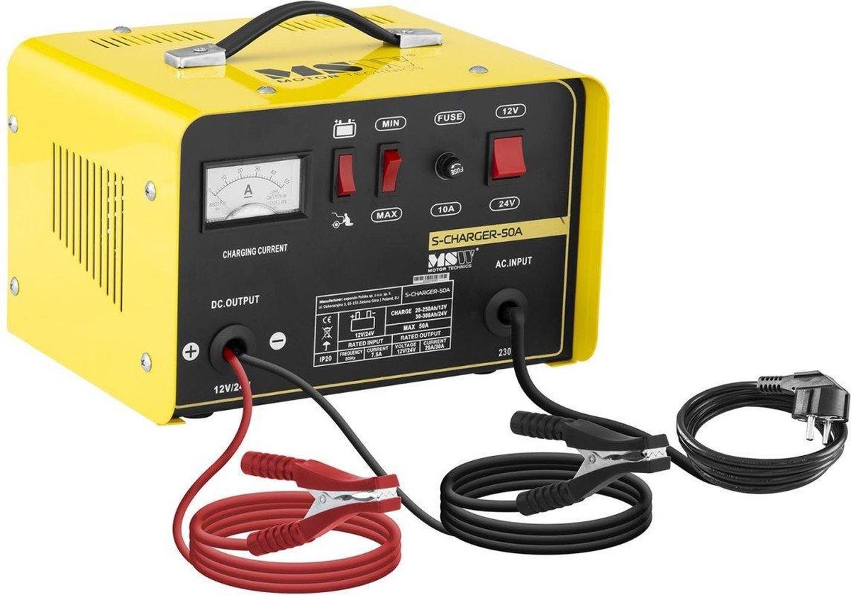 MSW Autobatterij-lader - Starthulp - 12/24 V - 20/30 A