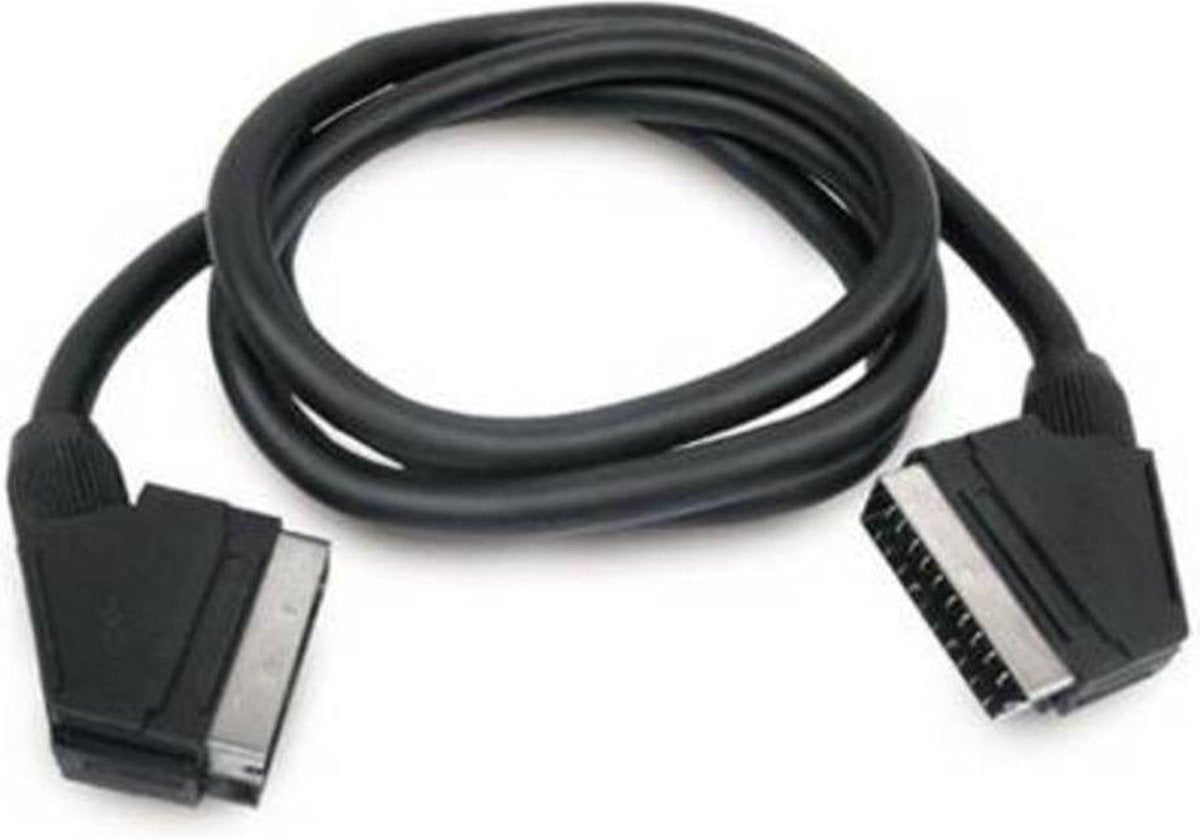 Euroconnectorkabel - Scart -  2 Mannelijk/21 pin 1m - Zwart