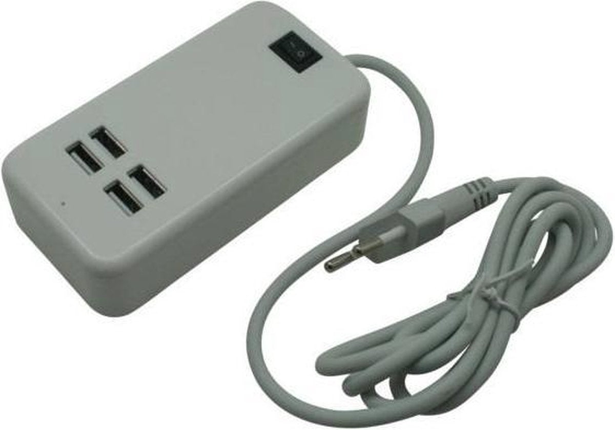 Bellson USB Oplader 4-ports Met 1.5 Meter Snoer