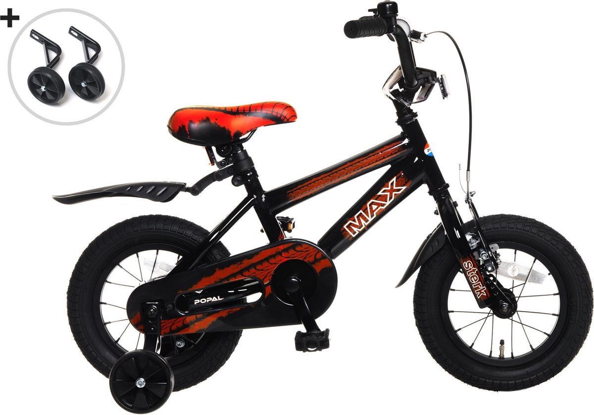 Supersuper Max Kinderfiets - 12 inch - Rood/Zwart