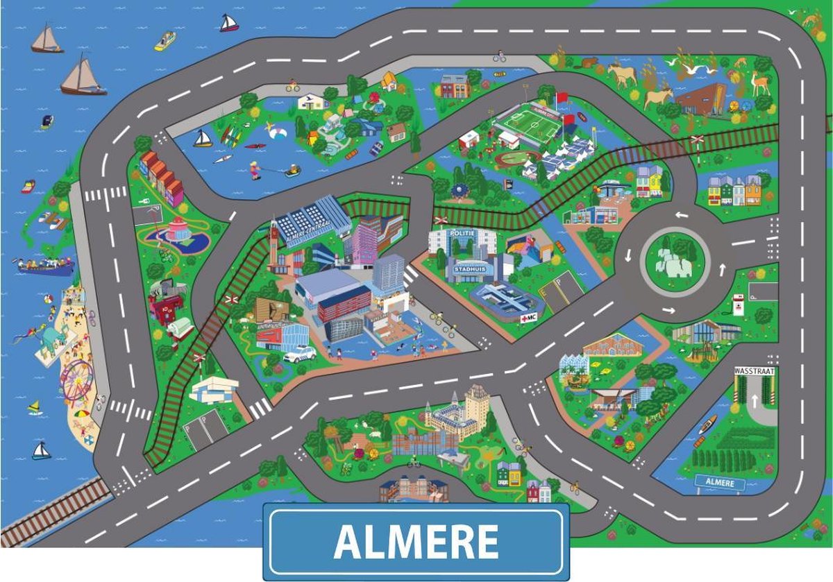 Speelkleed Almere City-Play - Autokleed - Verkeerskleed - Speelmat Almere