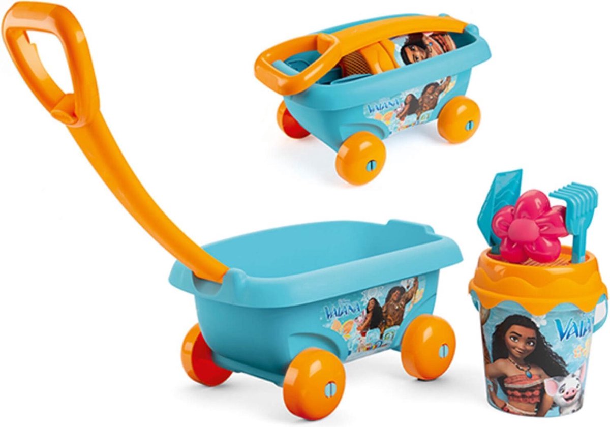 Vaiana Strandset in bolderwagen met zandspeelgoed chariot de plage