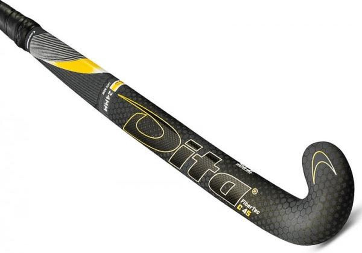 Dita Fibertec C45 L-Bow Hockeystick - 36.5 Inch - Zwart/Goud