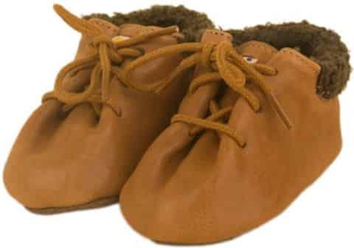 Dulis babyslofjes lace-up booties cognac