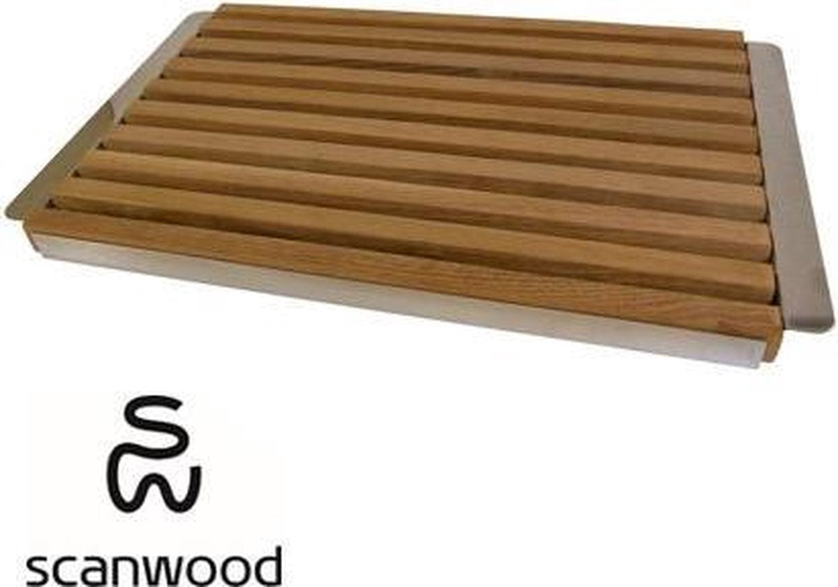 Scanwood broodplank met RVS dienblad kersen 42 x 26 x 2.5 cm