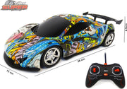 Rc auto met Led koplampen 1:16 - Radio grafisch Sport Car (28CM)