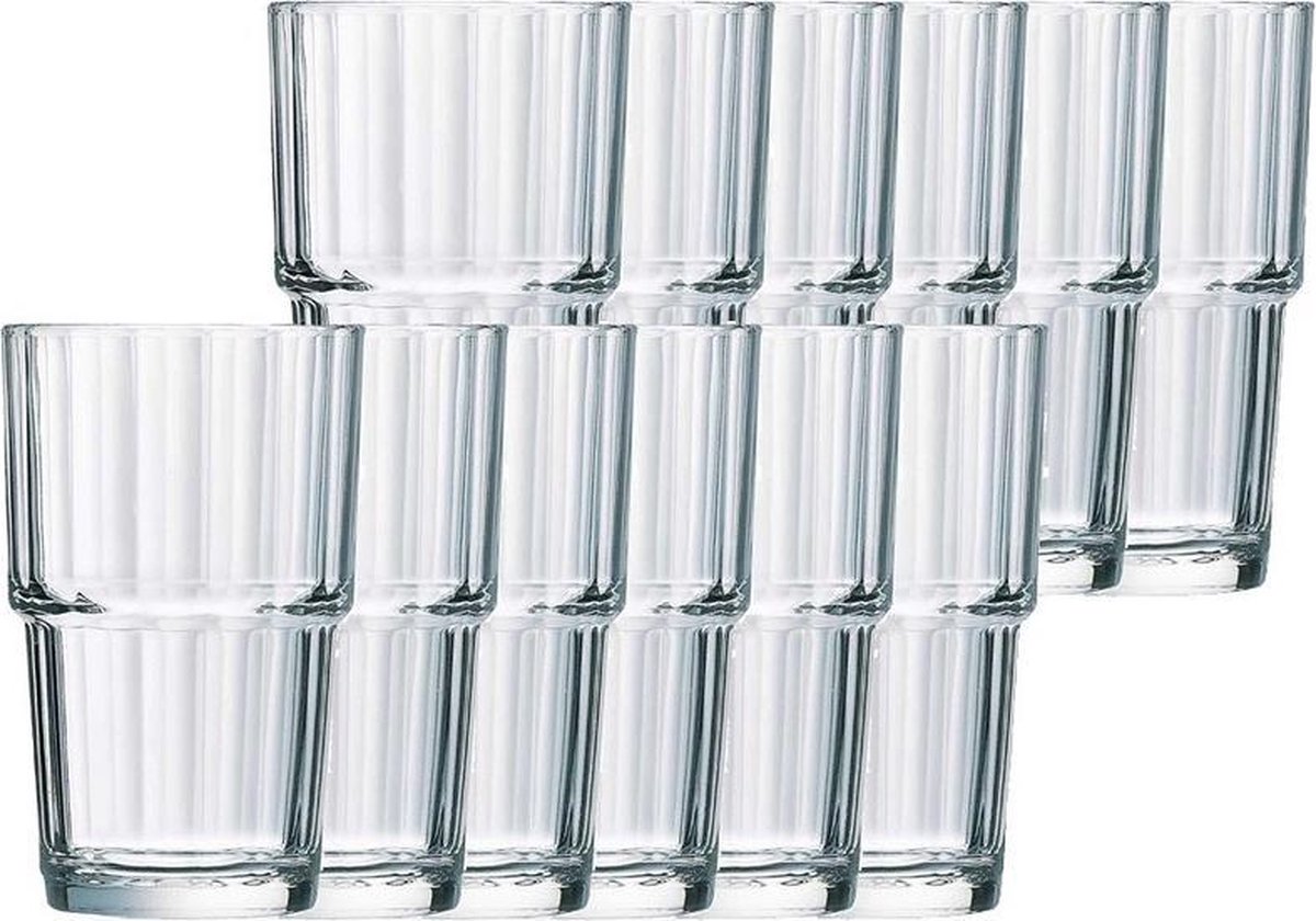 12x Drinkglazen/waterglazen Norvege transparant 270 ml - Koffie/thee glazen Norvege 270 ml