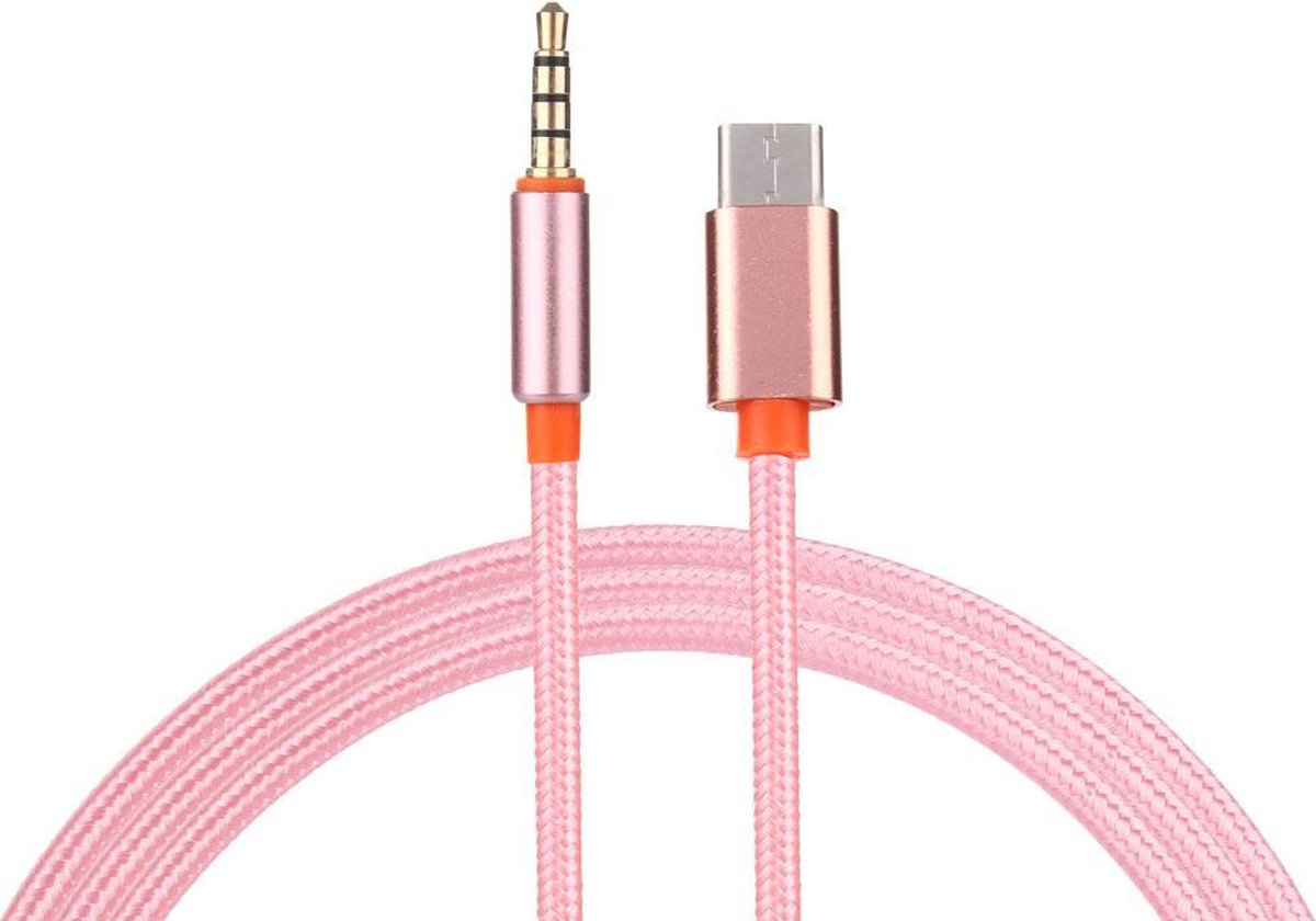 USB-C Type C Male naar Audio Jack 3.5mm Male - Kleur - Roze