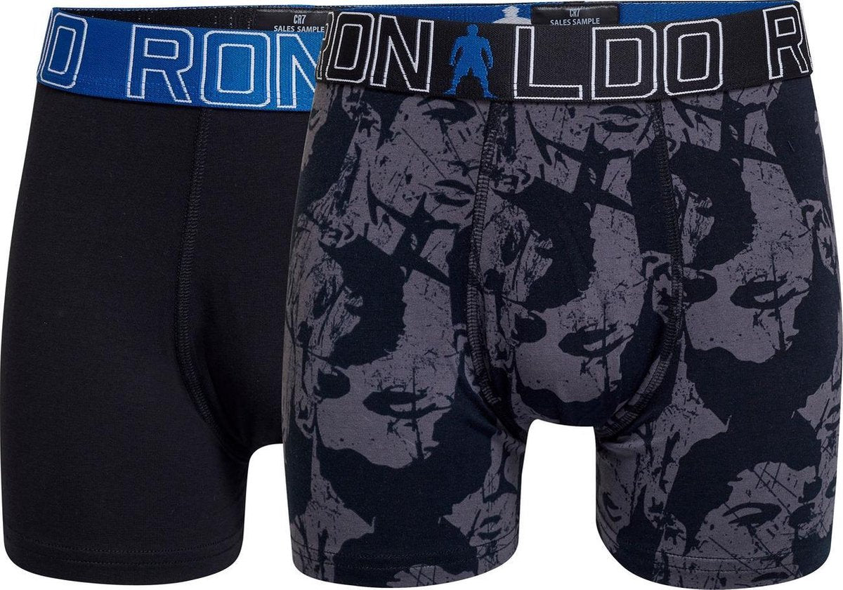 Cristiano Ronaldo 7 Trunk Cotton Stretch 2-Pack Fashion Line Boys Black/Melange Aop - Maat 4/6