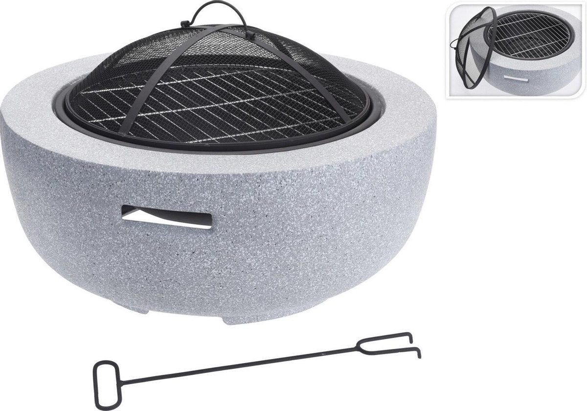 Bbq Vuurschaal Solid 60 X 25 Cm Lichtbeton Grijs 4-delig