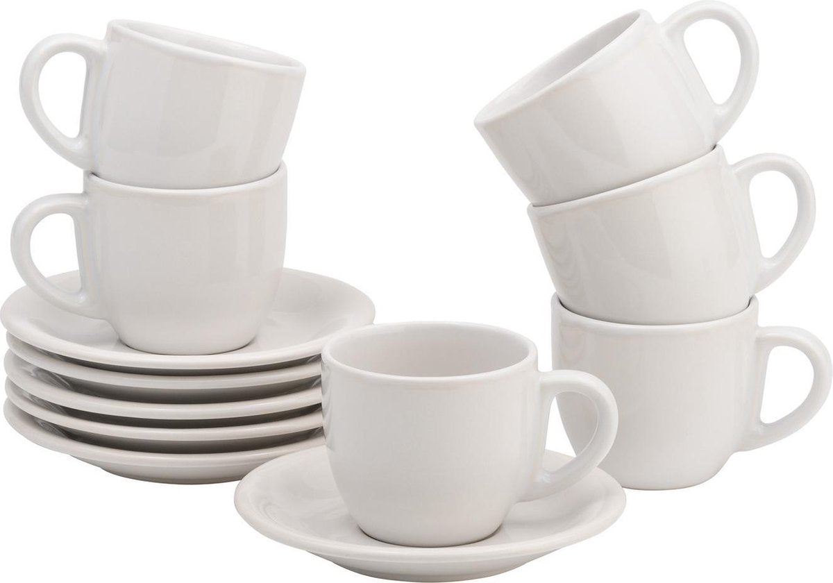 Lite-Body Hermes Kop en schotel - 18 cl - set van 6 stuks - Wit