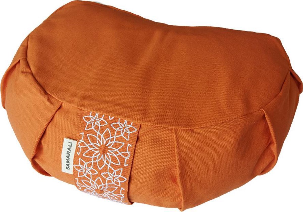 Samarali meditatiekussen crescent ( Oranje) - ethisch geproduceerd van 100% biologisch katoen (GOTS gecertificeerd)| 2lagen | 34 x 20 x 17 cm |Verkrijgbaar in 6 natuurlijke kleuren