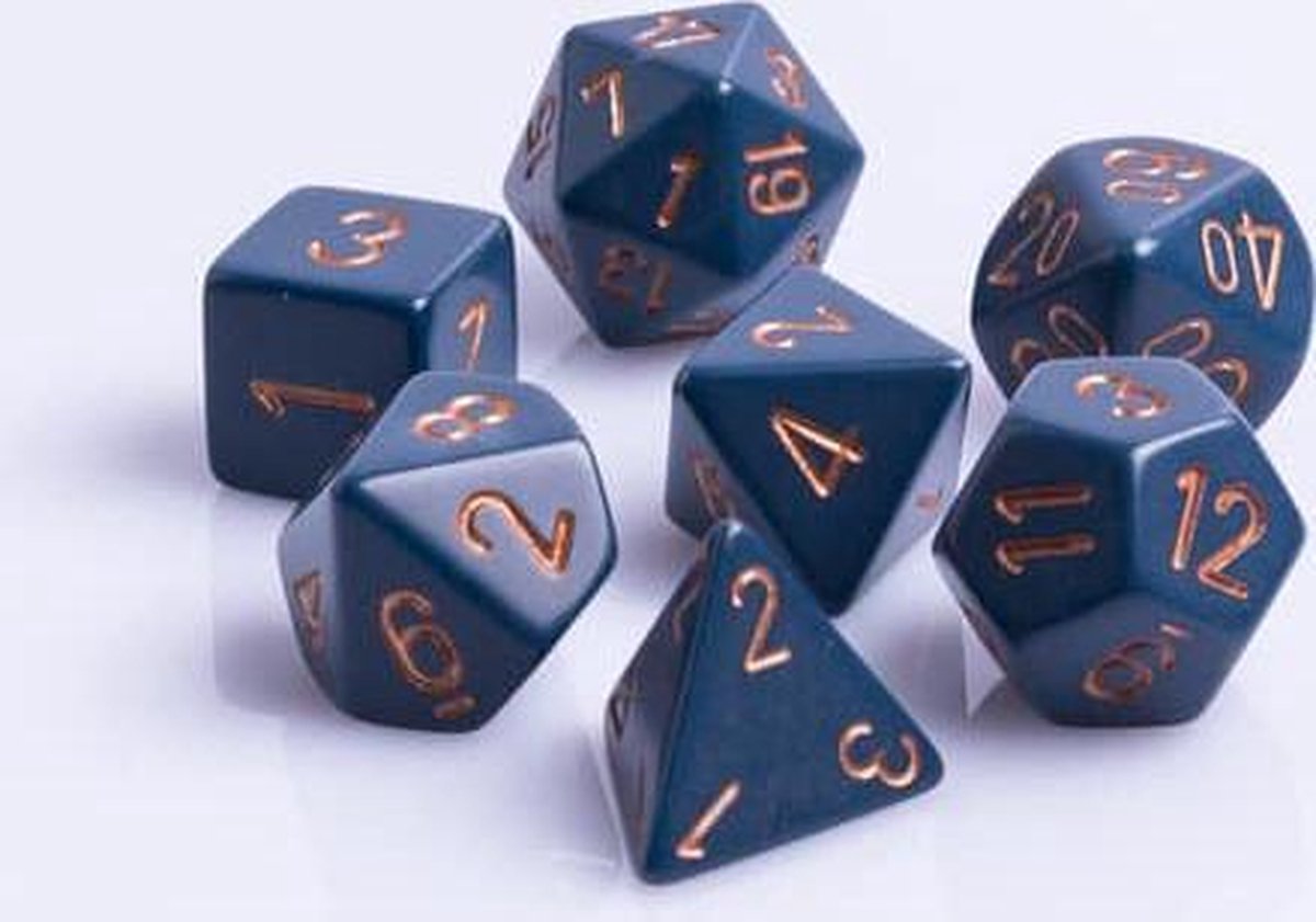 Polydice 7 Dobbelstenenset Blauw met Goud
