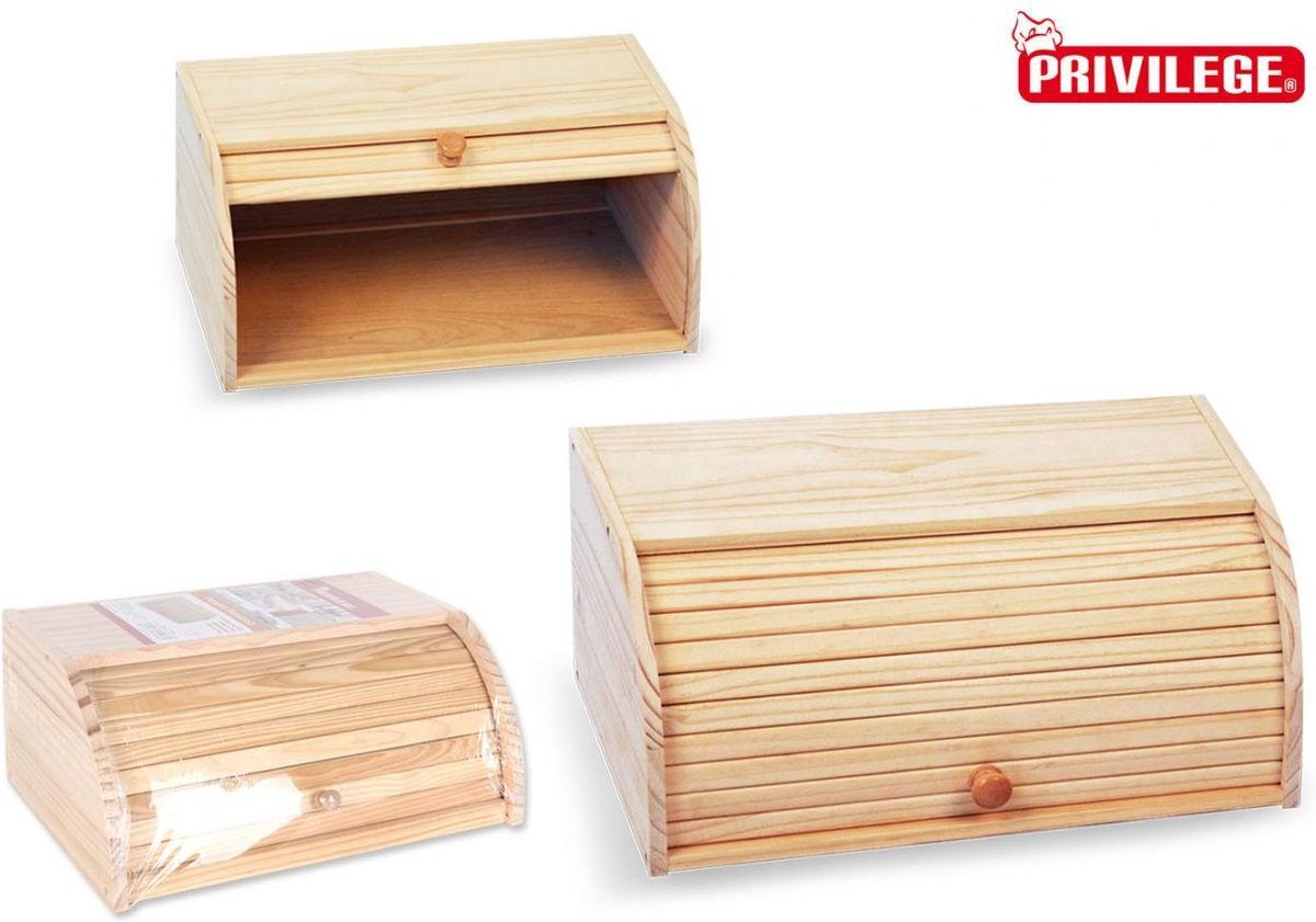 Privilege Houten Broodtrommel met rolluik – 40 x 25