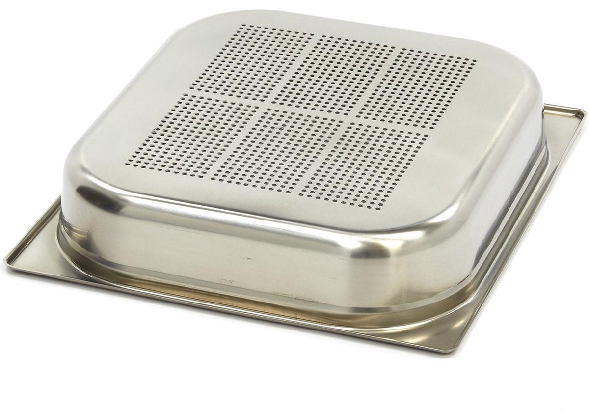 Geperforeerde GN Bak 2/3GN - 65 mm - 325 x 354 mm - RVS - Gastronorm Bak / GN Container met Gaatjes - Maxima