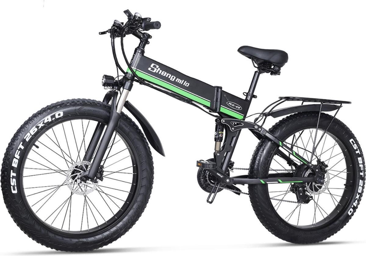 Elektrische Fiets - Fat Tire ebike 1000W lithiumbatterij - 26 Inch - Shimano 21 Speed heren