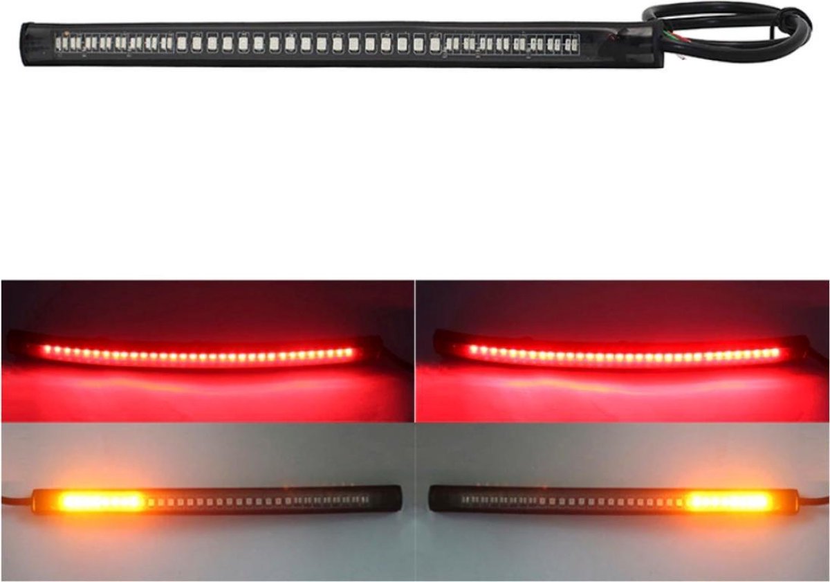 Knipperlicht en remlicht strip voor motorfiets / 19.8 cm breed / Rood remlicht + Gele knipperlichten / LED