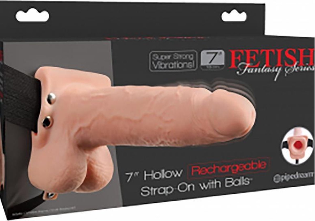 Fetish Fantasy 7" Hollow Rechargeable Strap-On with Balls