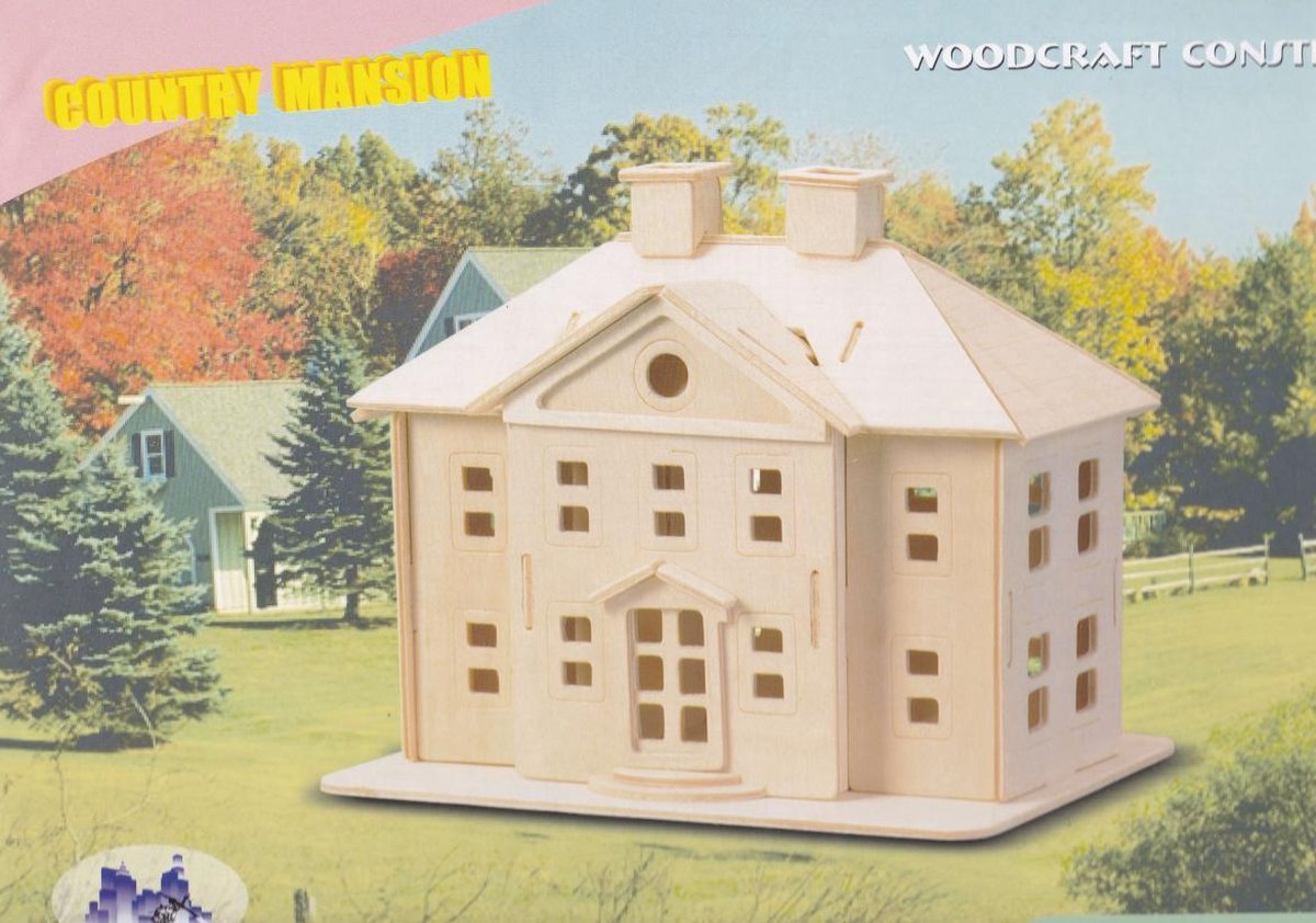 3D Puzzel Bouwpakket Landhuis - hout