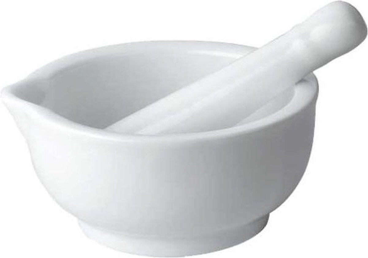 Careline vijzel en stamper porselein - wit