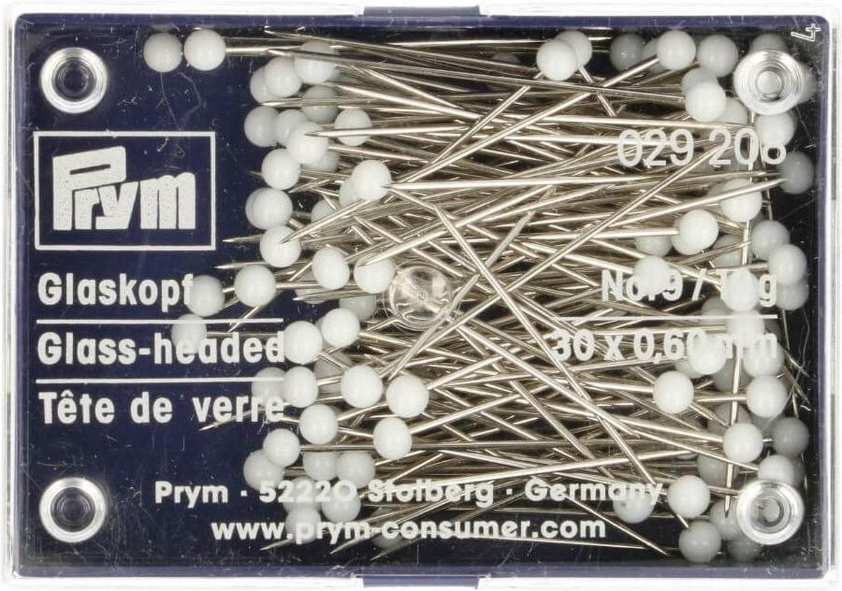 Glaskopspelden zilverkleurig wit 0