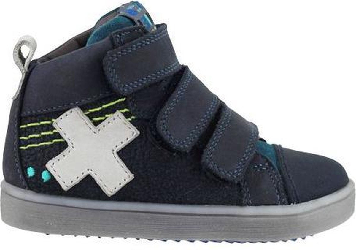 Bunnies JR 218573-629 Jongens Hoge Sneakers - Blauw - Leer - Klittenband