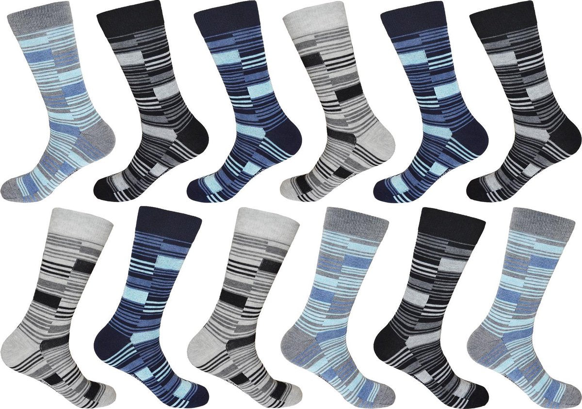6 Paar Sokken Heren Dames Maat 43 46 Divers Streep Motief Design - Beenmode Kousen - Sokken Heren - Sokken Dames
