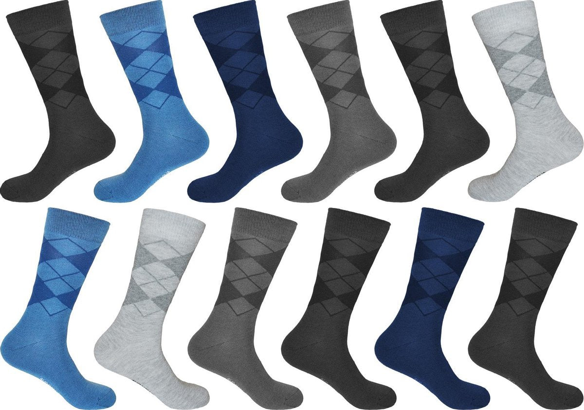 GIANVAGLIA Heren Sokken Geruit 12-pack - Maat 43-46