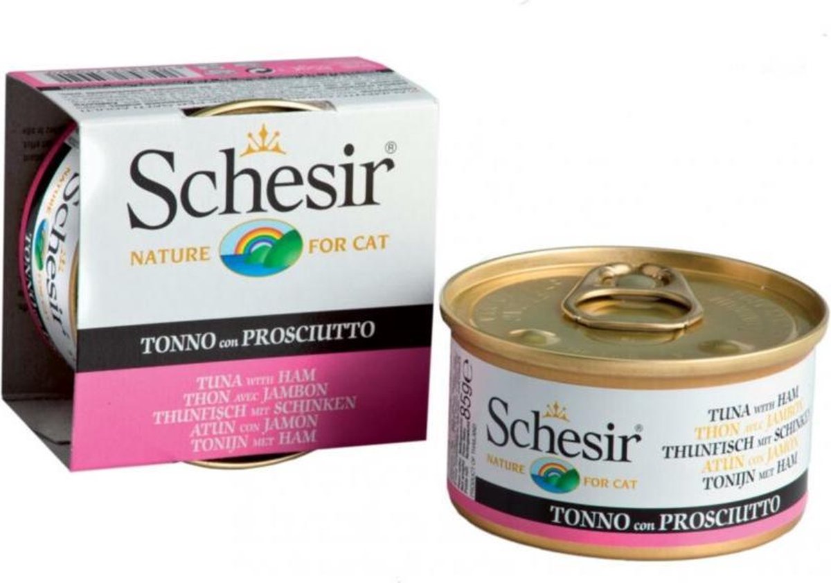 Schesir kat tonijn/ham kattenvoer 85 gr