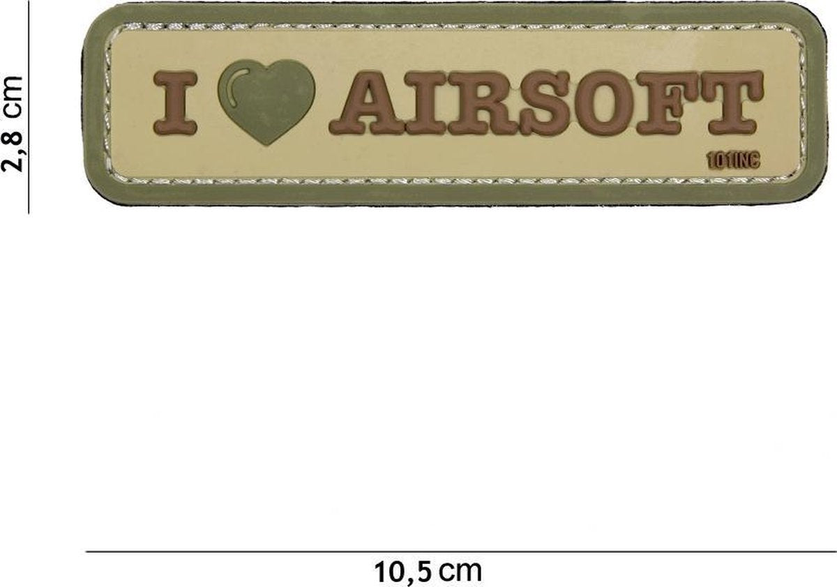 Embleem 3D PVC I Love Airsoft coyote