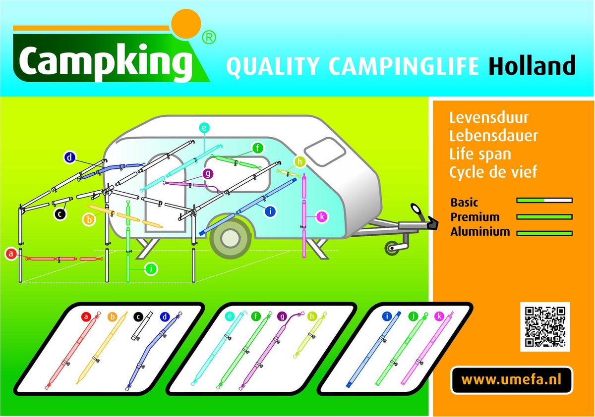 Campking dakligger aluminium 25/22 - 170-250 cm - E