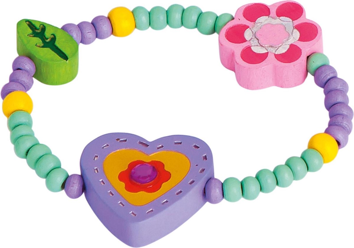 Bino Hartjesarmband Hart-bloem Meisjes Hout One-size