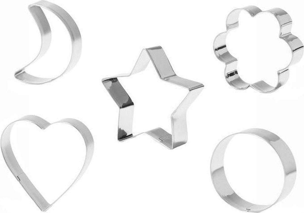 Kikkerland Uitsteekvormen 7 X 2 Cm Rvs  5 Stuks