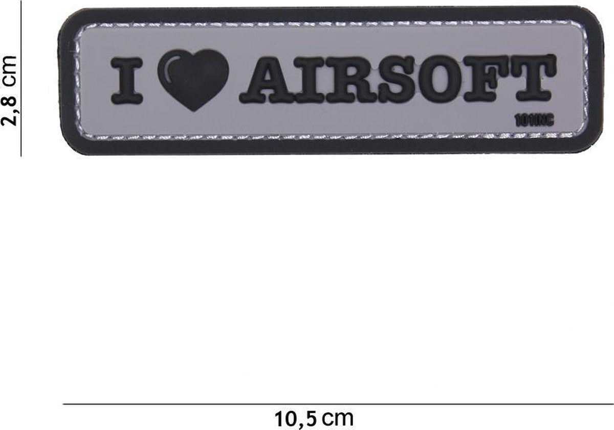 Embleem 3D PVC I Love Airsoft grijs