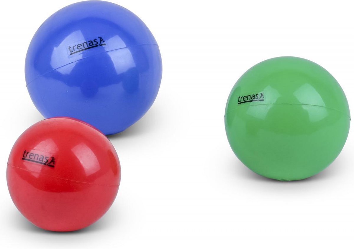 TRENAS|Fitness| Set Gewichtsballen | Blauw 2 kg Ø 13 cm | Groen 1 kg Ø 10 cm | Rood 500 gram Ø 10 cm  | Yoga Bal | Yoga Toning bal