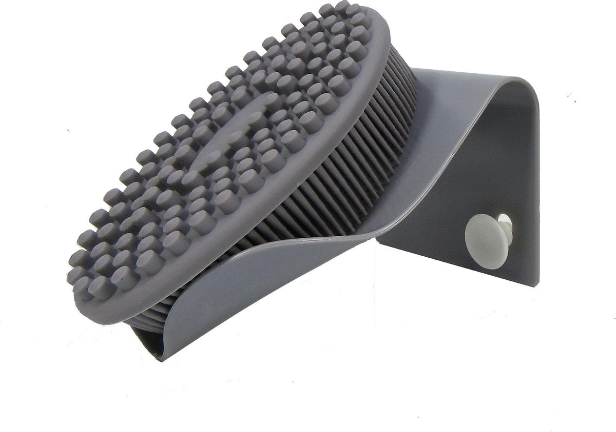 B&P  lichaamsborstel met houder Beton - Bad borstel – grijs – douche borstel - baby borstel - massage borstel – wet & dry brush – scrub  lichaam – huidborstel