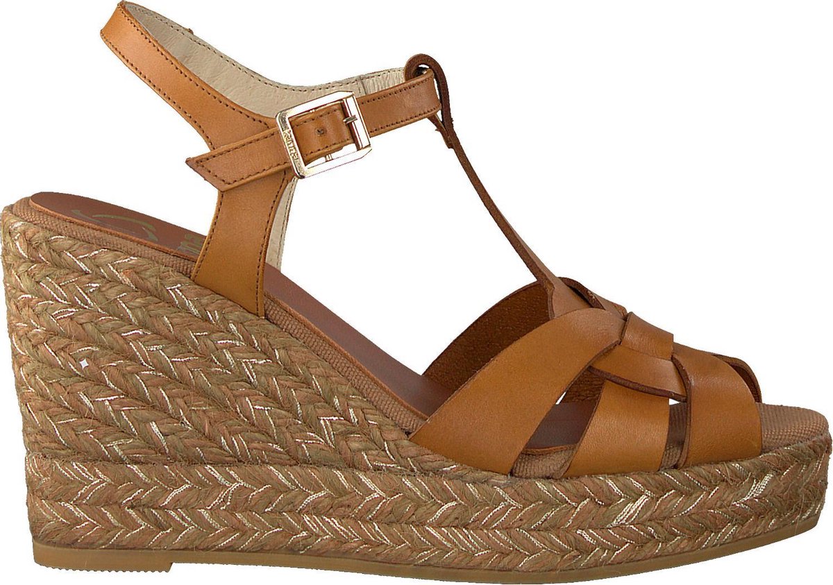 Kanna 20068 Sandalen - Met Sleehak - Dames - Cognac - Maat 39