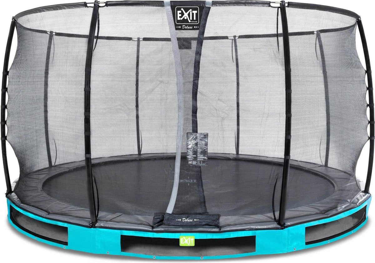 Trampoline EXIT Elegant Premium inground - ø366cm met Deluxe veiligheidsnet - blauw